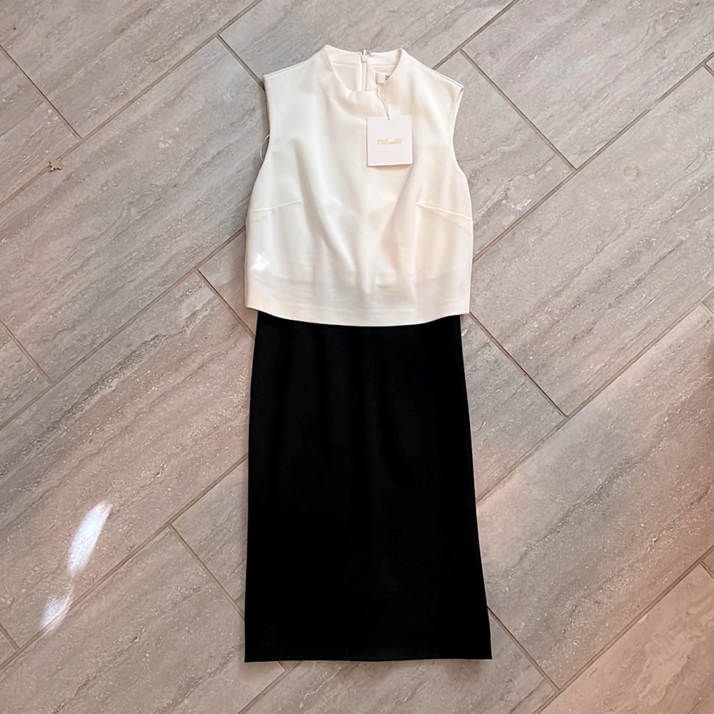 Diane Von Furstenberg black and white color block dress. Size 2. Never been worn